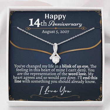 Personalized 14th Anniversary Alluring Beauty Necklace - Love You This Much
